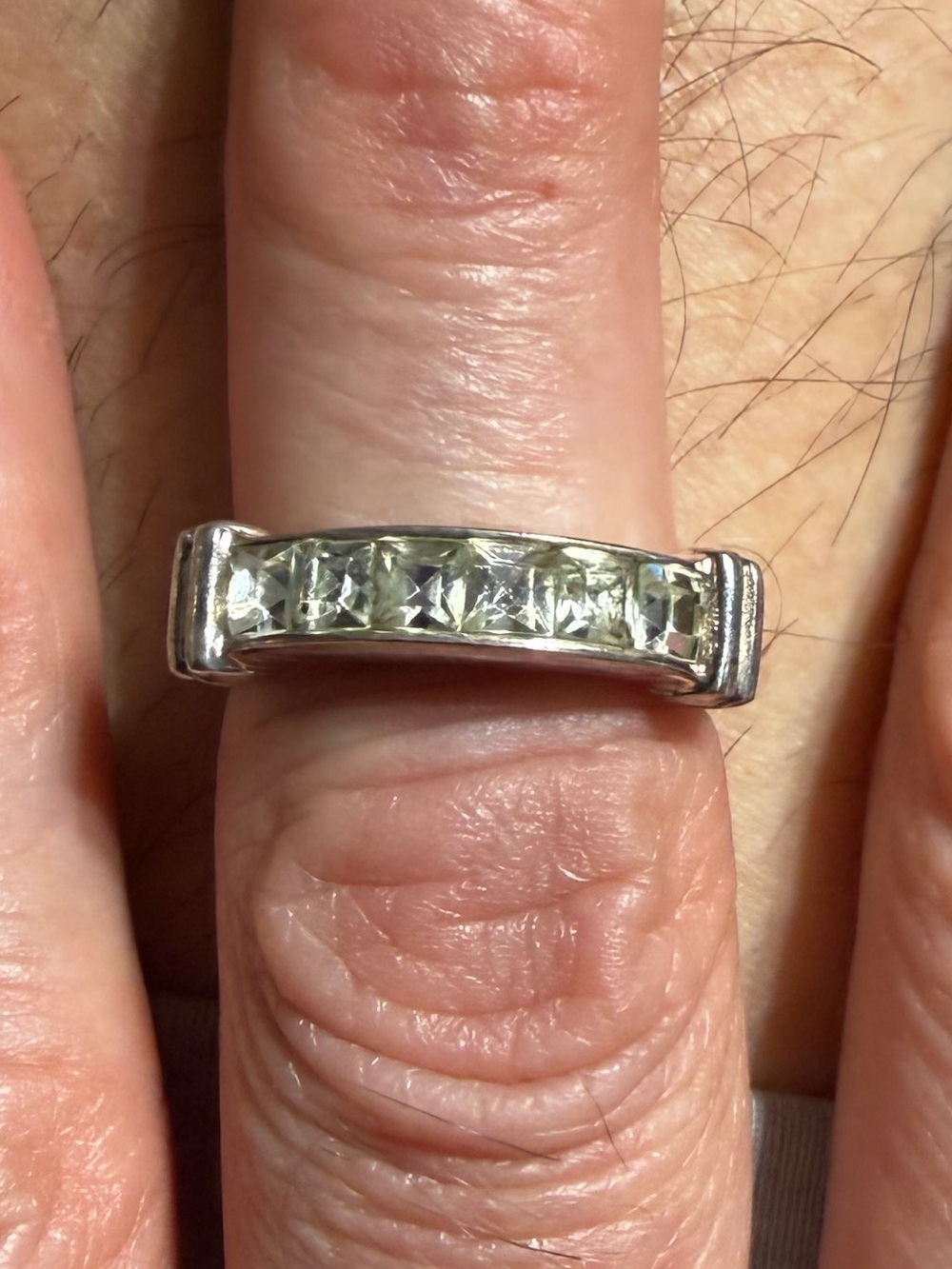 Vintage 925 Sterling Silver Clear Cubic Zirconia Band Ring Size 7